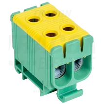 Főáramköri leágazó kapocs, sínre szerelhető, zöld/sárga, 6-50mm2, max. 800VAC, max.160A