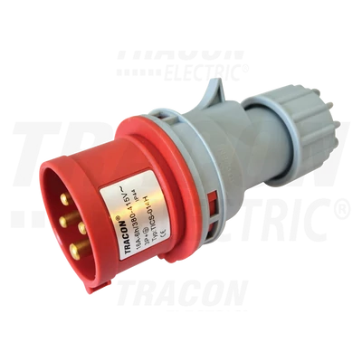 Ipari csatlakozó dugó, külső tömítőszelencével 16A, 400V, 3P+E, 6h, IP44